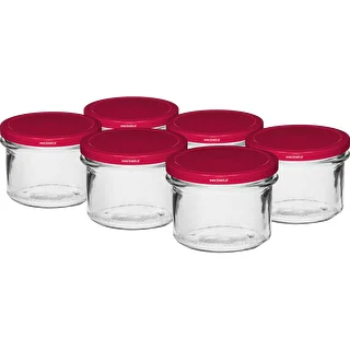 Jednostavna staklenka 235 ml (fi82) s bordo poklopcem 6 kom.