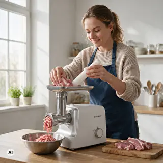 Stroj za mljevenje mesa s nastavcima za sjeckanje, pasiranje i punjenje kobasica, 1500 W – photo 7