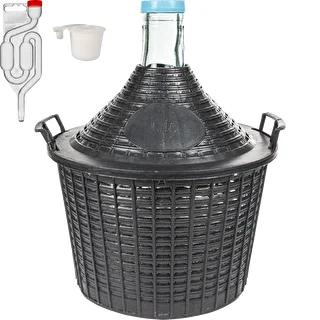 Osnovni vinski set: staklena damižana 10 L u plastičnom košu, s čepom i fermentacijskom cjevčicom (vrenjačom)