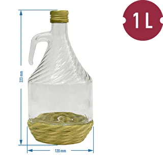 Demižon Dama 1L u opletu, s čepom – photo 2