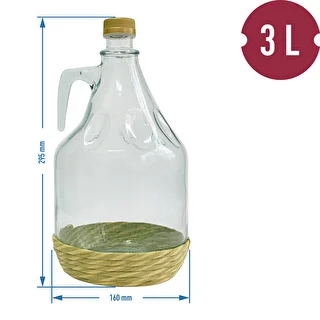 Demižon Dama 3 l u opletu, s čepom – photo 2