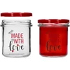 Jednostavna staklenka 346ml fi 82 s šarenim tiskom "Made With Love" i bordo poklopcem, 3 kom. - 4 