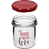 Jednostavna staklenka 346ml fi 82 s šarenim tiskom "Made With Love" i bordo poklopcem, 3 kom. - 5 