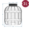 Netlomljiva, višenamjenska staklenka s crnim poklopcem, 3L - 4 