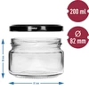 Niska staklenka 200ml - s crnim poklopcem fi 82/6, 6 kom. - 5 