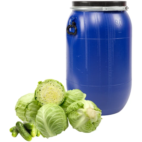 Bačva za kupus, krastavce 80 L, plava s obručem - 4