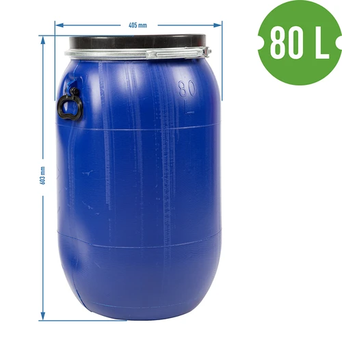 Bačva za kupus, krastavce 80 L, plava s obručem - 12