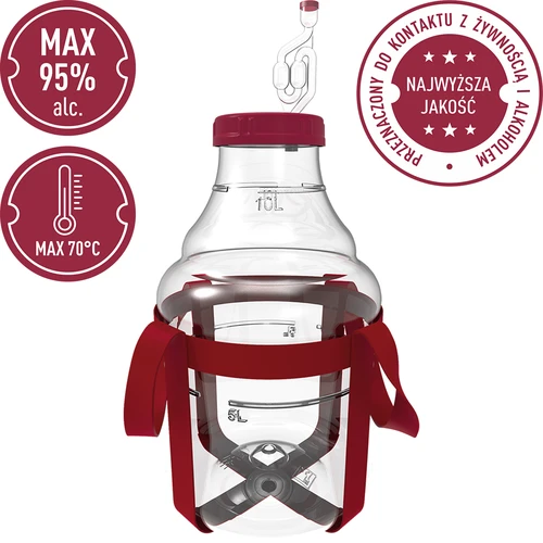 Balon za vino lagan, nelomljiv, s remenima, 10 L - 5