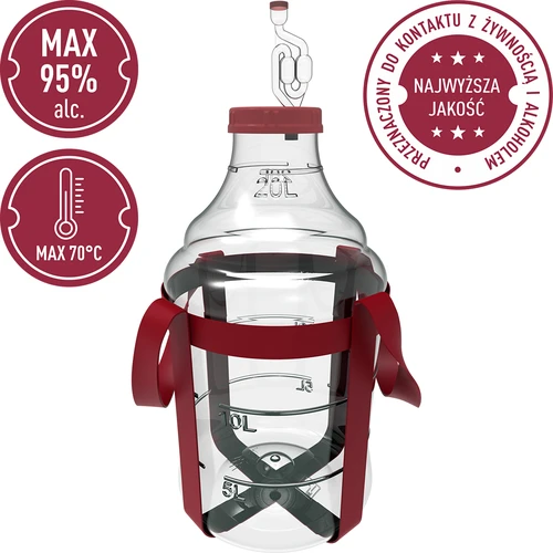 Balon za vino lagan, nelomljiv, s remenima, 20 L - 5