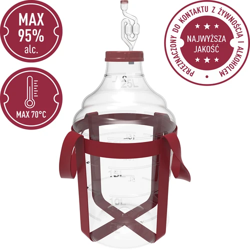 Balon za vino lagan, nelomljiv, s remenima, 25 L - 5