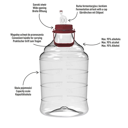 Balon za vino lagan, netlomljiv, s ručkom, 25 L - 4