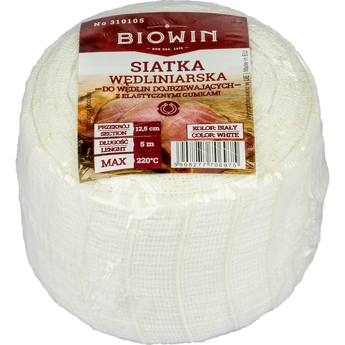 Bijela mrežica za mesne proizvode dimenzija 12,5 cm x 5 m, s toplinskom otpornošću do 220°C - 3