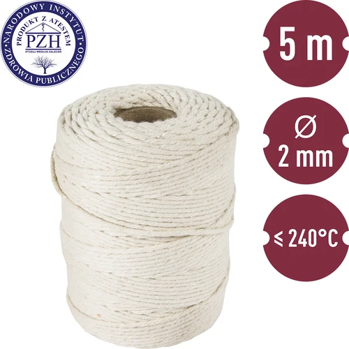Bijeli pamučni mesarski konac (240°C) 55 m - 3