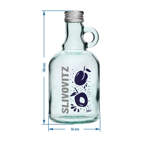 Boca 0,5 L s čepom i dvobojnim tiskom Slivovitz - 4 kom. - 7