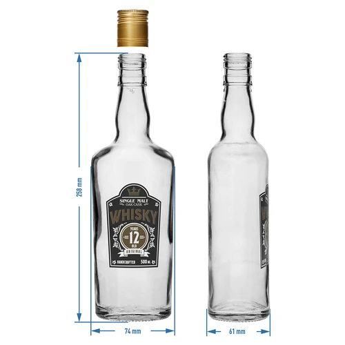 Boca 0,5 L s čepom i dvobojnim tiskom Whisky - 4 kom. - 8