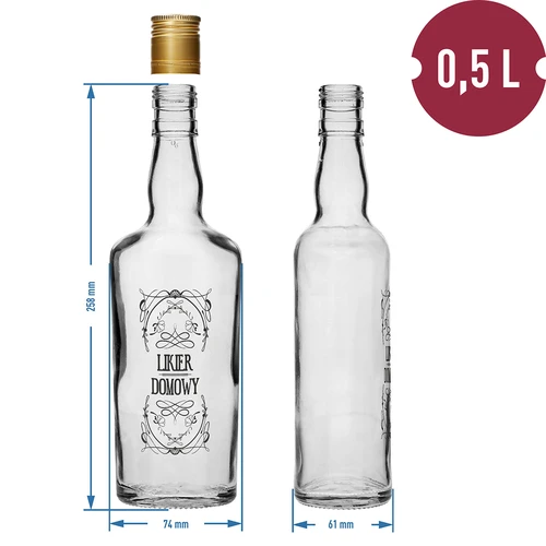 Boca 0,5 L s čepom i tiskom Domaći liker - 4 kom. - 9