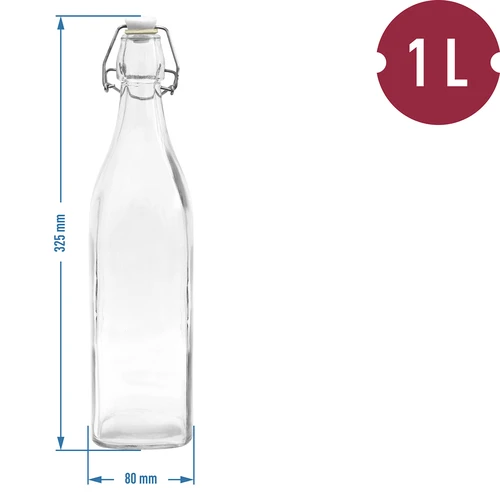 Boca 1 L s hermetičkim zatvaračem – kvadratna - 2