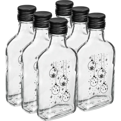Bočica pljoska 200 ml s navojnim čepom, otisak „Božićne kuglice”, 1 kom. - 4