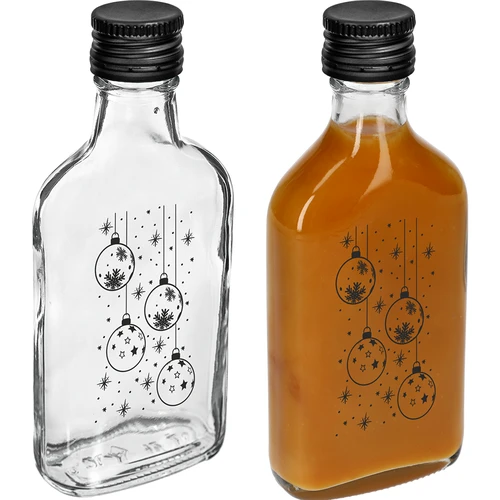 Bočica pljoska 200 ml s navojnim čepom, otisak „Božićne kuglice”, 1 kom. - 3