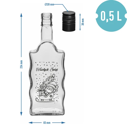 Boca Klasztorna 0,5 L s crnim navojnim čepom i motivom Djeda Božićnjaka - 5