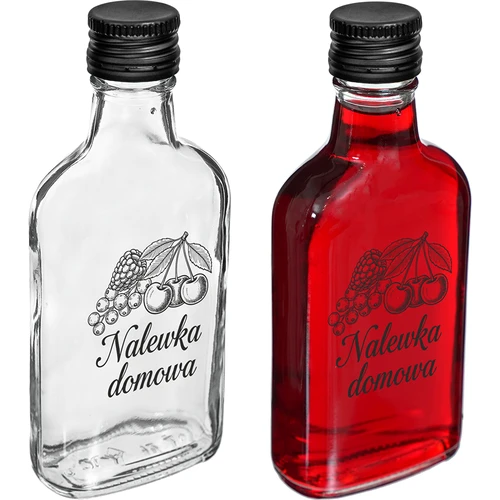 Bočica ploska 200 ml s navojnim čepom, otisak „Nalewka domowa”, 1 kom. - 2
