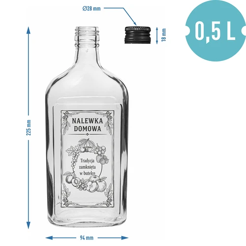 Pljosnata boca 500 ml s navojnim čepom, tisak „Domaća naljevina”, 1 kom. - 4