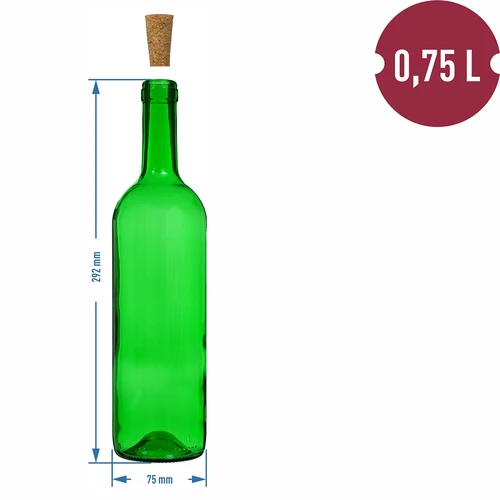 Boca za vino 0,75 L zelena - paket 8 kom. - 6