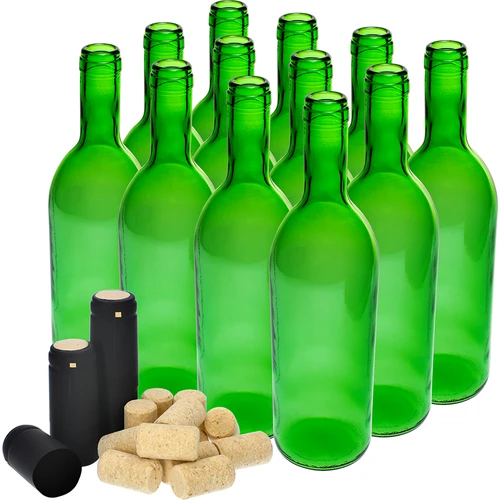 Boca za vino 0,75L s čepovima i kapicama - 12 kom. - 2