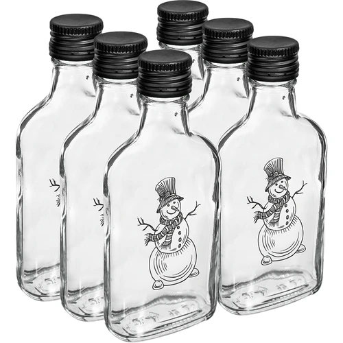 Boca tipa pljoska 200 ml s navojnim čepom, tiskani motiv „Snjegović“, 1 kom. - 4