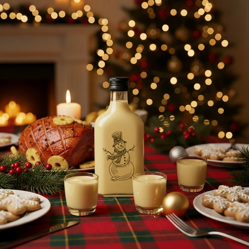 Boca tipa pljoska 200 ml s navojnim čepom, tiskani motiv „Snjegović“, 1 kom. - 6