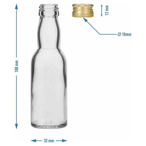 Bočica „Maluch” sa zlatnim navojnim čepom, 40 ml, 10 kom. - 8