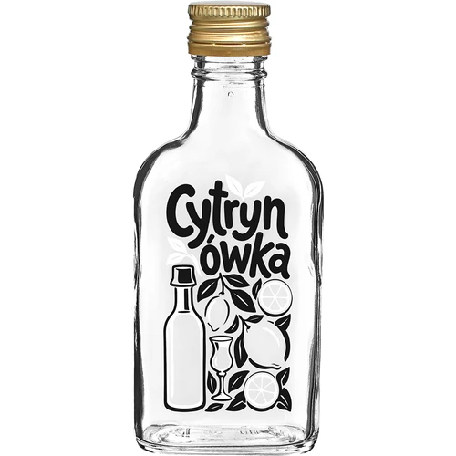 Bočica pljoska 200 ml s navojnim čepom i natpisom „Cytrynówka”, uzorak 1