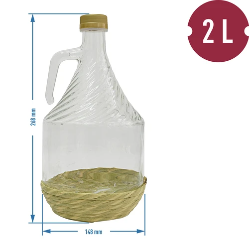 Demižon Dama 2L u opletu, s poklopcem - 2