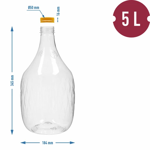 Demižon Dama 5 L PET, s navojnim čepom - 4