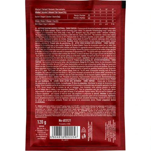 Destilacijski kvasac Turbo Torpedo 72h 21% - 120 g - 2