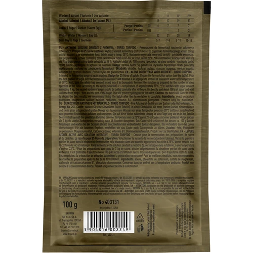 Destilerijski kvasac Turbo Torpedo 5-7 dana 21% 100g - 2