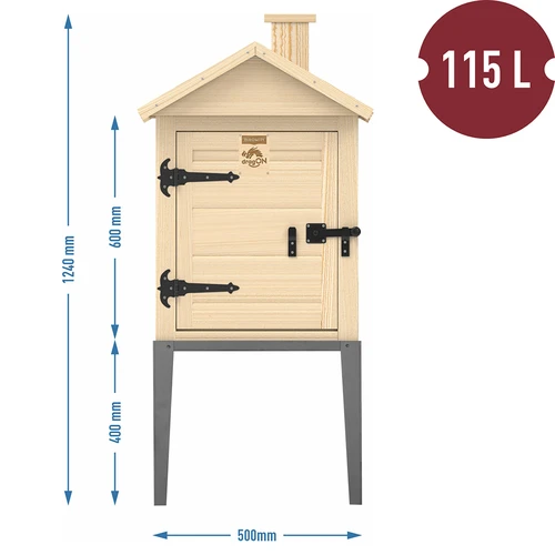 Dimna komora od smrekovog drva, 115L, s postoljem od nehrđajućeg čelika - 3