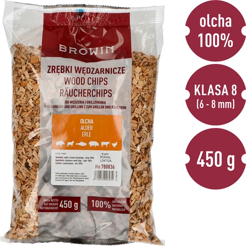 Drvene sječke za dimljenje/roštiljanje, joha, 450 g, kl. 8 - 3