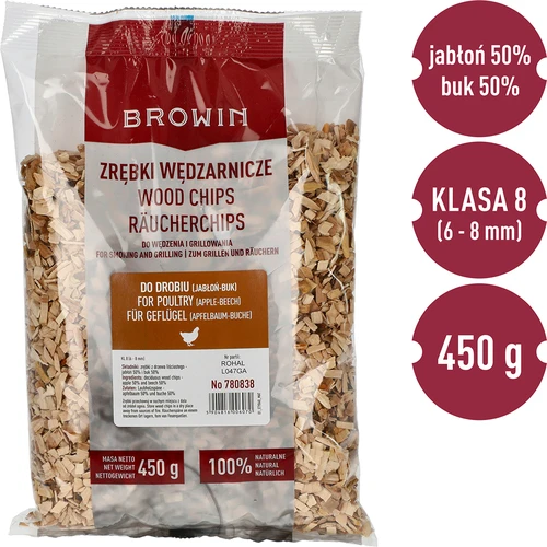 Drveni čips za dimljenje/roštilj, 50% jabuka + 50% bukva, 450 g, kl. 8 - 3