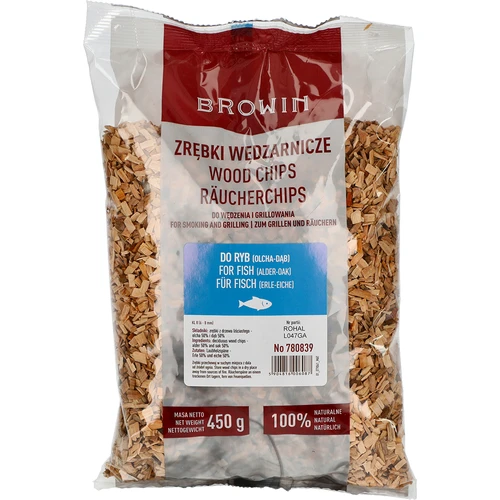 Drveni čips za dimljenje/roštiljanje, 50% hrast + 50% joha, 450 g, klasa 8