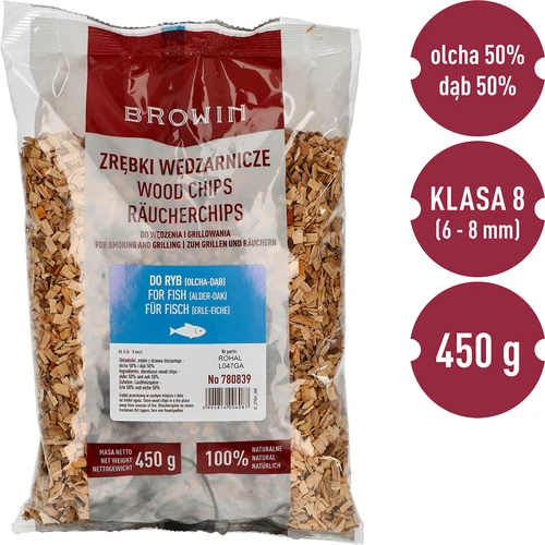 Drveni čips za dimljenje/roštiljanje, 50% hrast + 50% joha, 450 g, klasa 8 - 3
