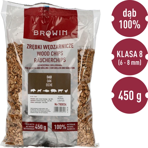 Drveni čips za dimljenje/roštiljanje, hrast, 450 g, kl. 8 - 3