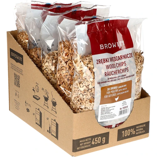 Drvna sječka za dimljenje/roštiljanje, 50% jabuka + 50% bukva, 450 g, kl. 8 - 3