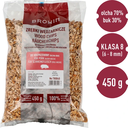 Drvna sječka za dimljenje/roštiljanje 70% joha + 30% bukva, 450 g, kl. 8 - 2