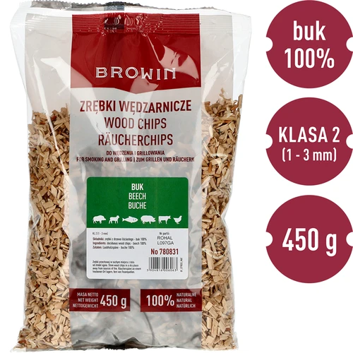 Drvna sječka za dimljenje/roštiljanje, buk, 450 g, kl. 2 - 2