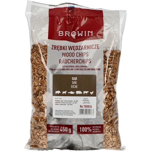 Drvna sječka za dimljenje/roštiljanje, hrast, 450 g, kl. 8  - 1 