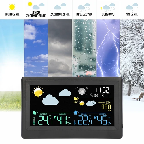 Elektronička meteorološka stanica – bežična, sa senzorom, crna - 9