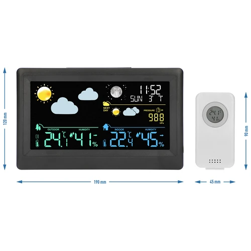 Elektronička meteorološka stanica – bežična, sa senzorom, crna - 13