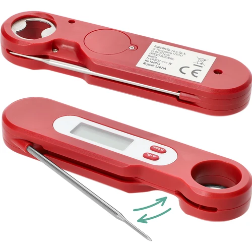 Elektronički kulinarski termometar sa sklopivom sondom (-50/+3002103), crveni - 4