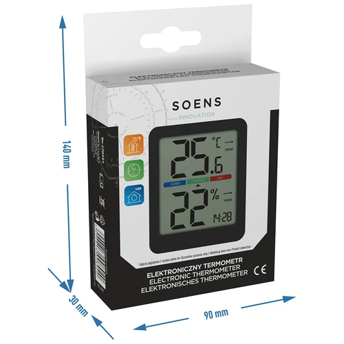 Elektronički sobni termometar, crni - 10